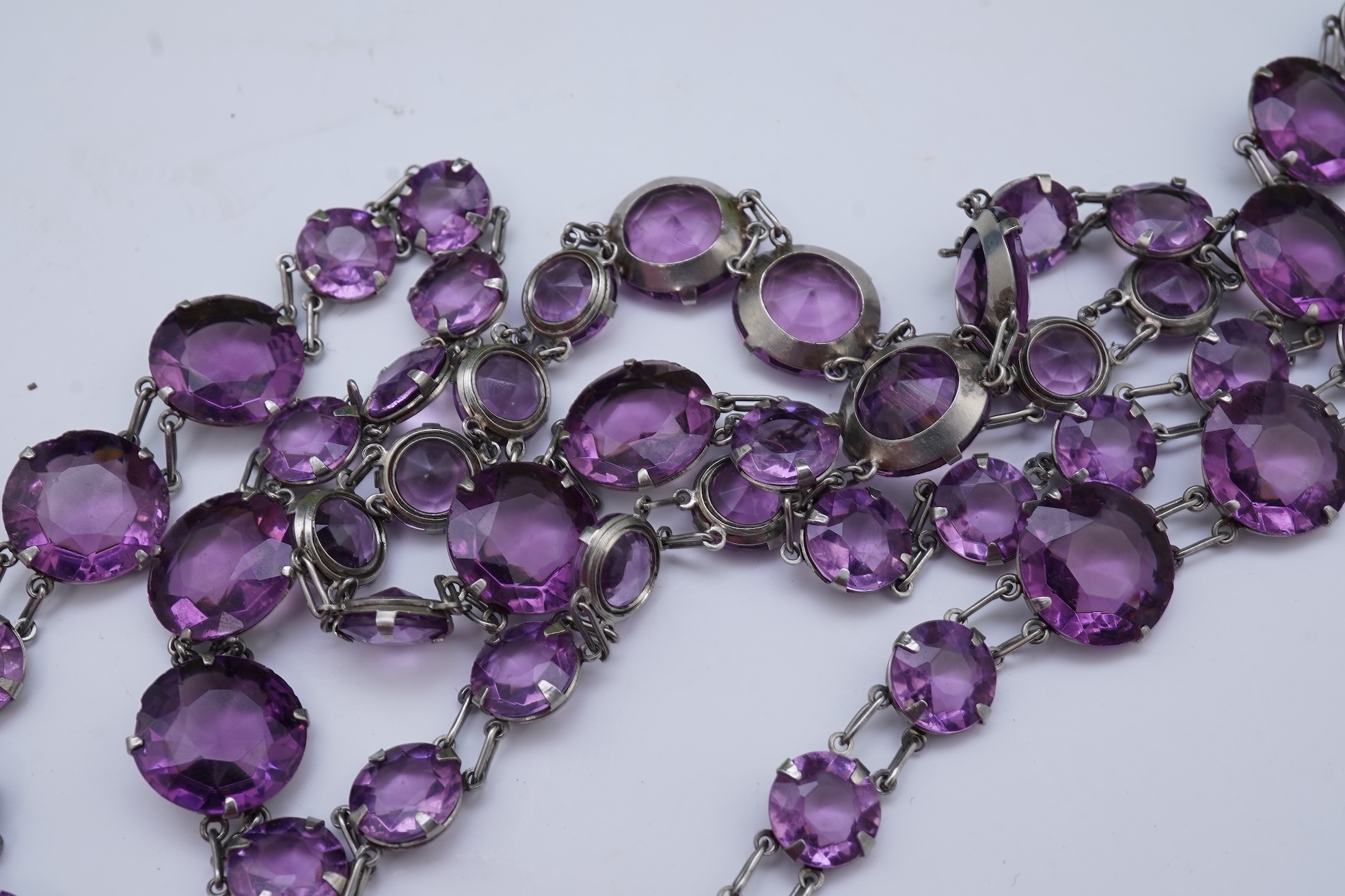 A paste necklace, early 20th century, and a cubic zirconia bracelet